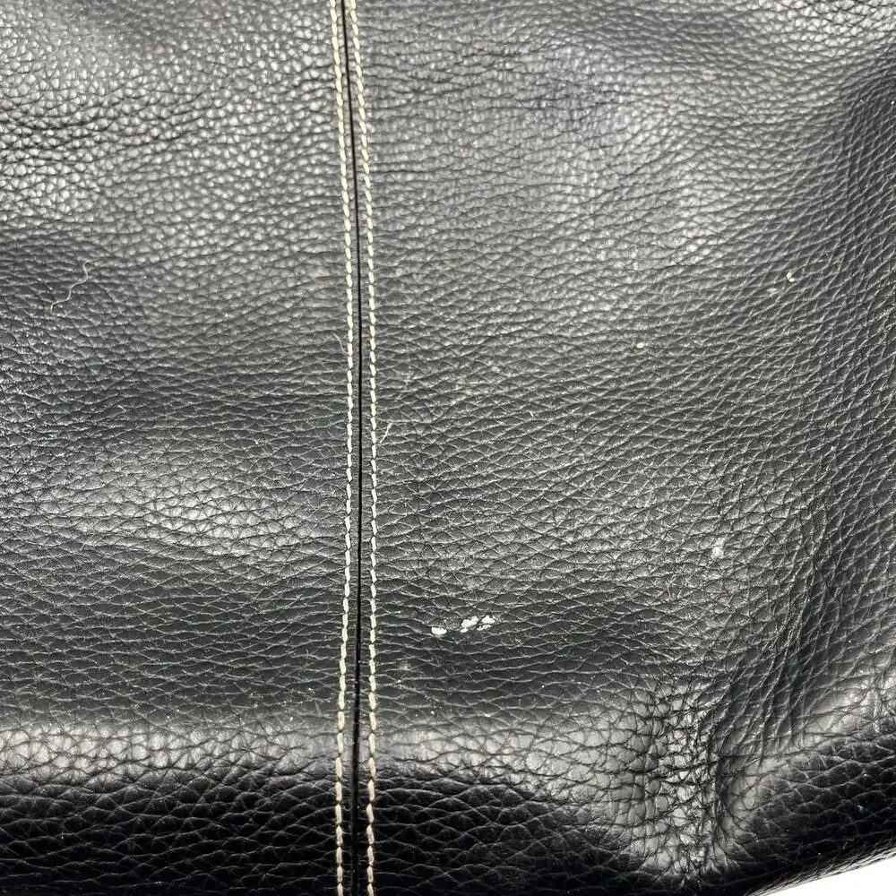 Kate Spade Shoulder Hobo Bag Pebbled Leather Polka Dot Lining Black
